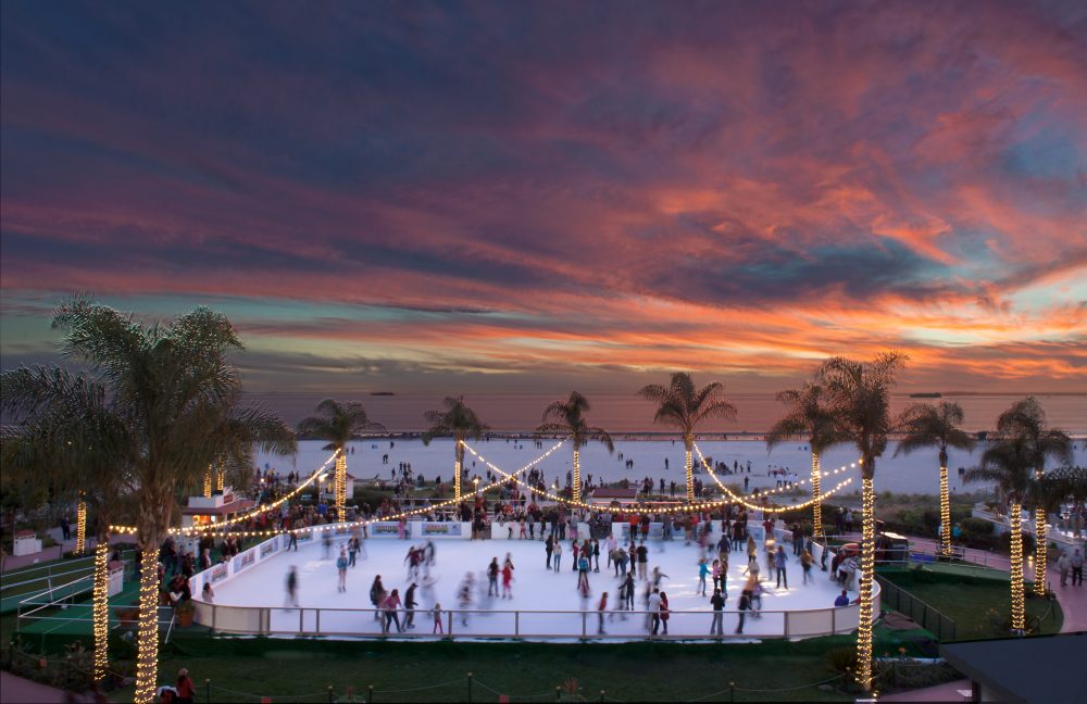 Ice skating rink at the Hotel del Coronado photographed by William Morton Visuals.