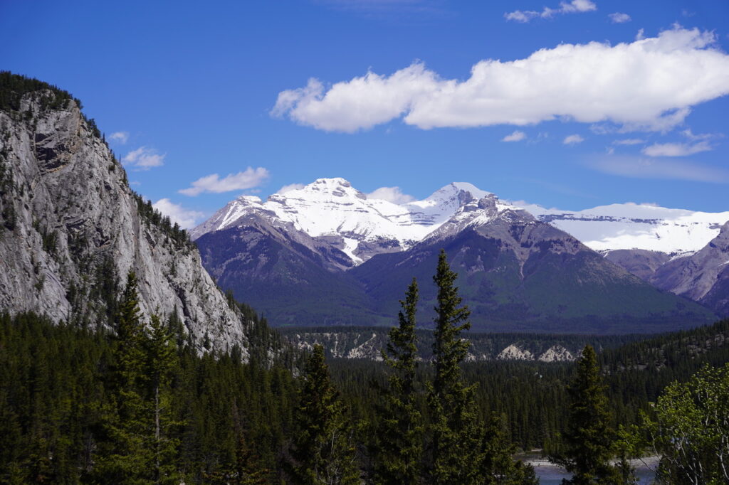 View of Mount Rundle from the Fairmont Banff Springs Hotel.